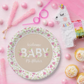 ベビーの開花シャワーピンクヴィンテージ花女 ペーパープレート (パーティー)