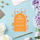 ベビーの開花シャワーワイルドフラワーオレンジアーチ アクリル招待状 (インサイチュ (ウェディング))