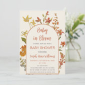 ベビーの開花シャワーワイルドフラワーフローラ水色 招待状 (スタンド正面)