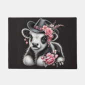 ベビーの開花スタイリッシュで飾られた帽子の中の牛 ドアマット (正面)