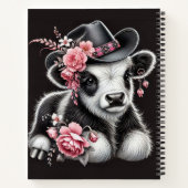 ベビーの開花スタイリッシュで飾られた帽子の中の牛 ノートブック (裏面)