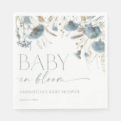 ベビーの開花ダスティブルーベージュボーイブシャワー スタンダードランチョンナプキン (正面)