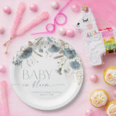 ベビーの開花ダスティブルーベージュボーイブシャワー ペーパープレート (パーティー)