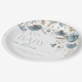 ベビーの開花ダスティブルーベージュボーイブシャワー ペーパープレート (アングル)