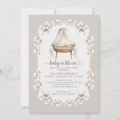 ベビーの開花ニュートラルフローラベビーシャワー 招待状 (正面)