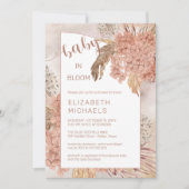 ベビーの開花パンパスグラスとアジサイのシャワー 招待状 (正面)