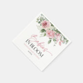 ベビーの開花ピンクのバラのフローラツインベビーシャワー スタンダードカクテルナプキン (角)