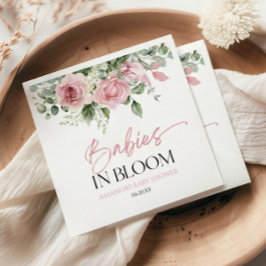 ベビーの開花ピンクのバラのフローラツインベビーシャワー スタンダードカクテルナプキン