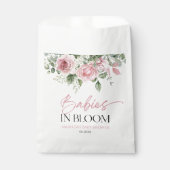 ベビーの開花ピンクのバラのフローラツインベビーシャワー フェイバーバッグ (正面)
