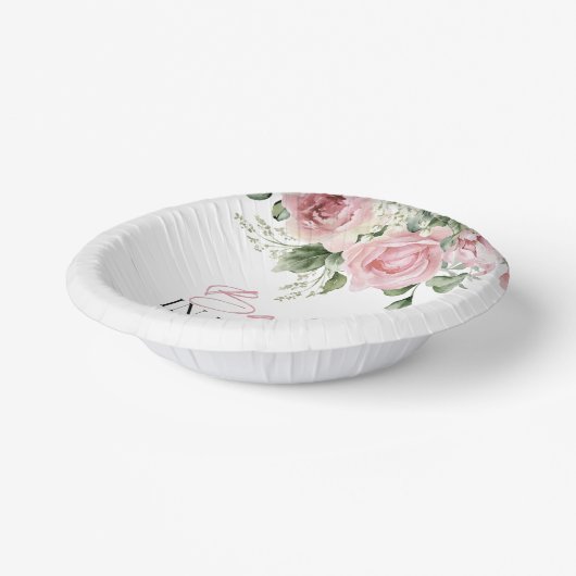 ベビーの開花ピンクのバラのフローラツインベビーシャワー ペーパーボウル (傾斜あり)