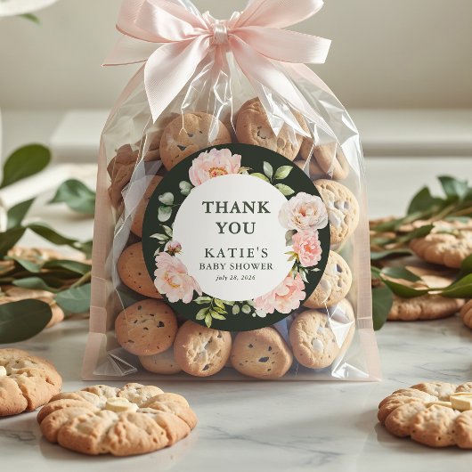 ベビーの開花ピンクの水の色のフローラベビーシャワー ラウンドシール