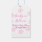 ベビーの開花ピンクの花の赤ちゃんシャワーシンプルエレガ ギフトタグ (裏面)