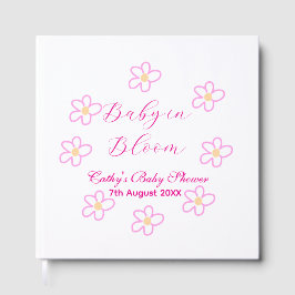 ベビーの開花ピンクの花の赤ちゃんシャワーシンプルエレガ ゲストブック