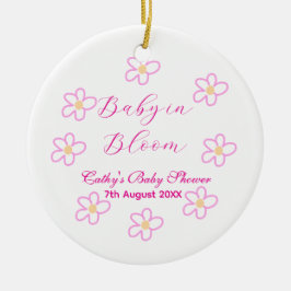 ベビーの開花ピンクの花の赤ちゃんシャワーシンプルエレガ セラミックオーナメント