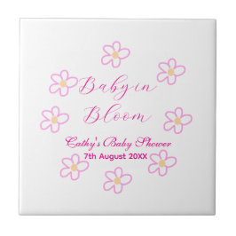 ベビーの開花ピンクの花の赤ちゃんシャワーシンプルエレガ タイル