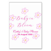 ベビーの開花ピンクの花の赤ちゃんシャワーシンプルエレガ テーブルナンバー (裏面)