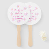 ベビーの開花ピンクの花の赤ちゃんシャワーシンプルエレガ ハンドファン (正面&裏面)