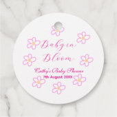 ベビーの開花ピンクの花の赤ちゃんシャワーシンプルエレガ フェイバータグ (裏面)