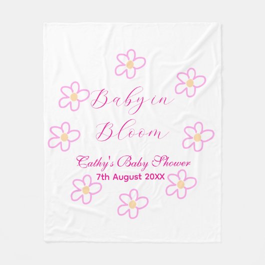 ベビーの開花ピンクの花の赤ちゃんシャワーシンプルエレガ フリースブランケット (正面)