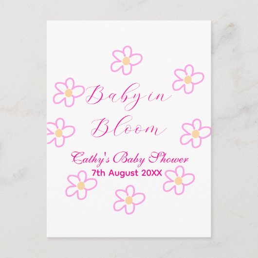 ベビーの開花ピンクの花の赤ちゃんシャワーシンプルエレガ ポストカード (正面)