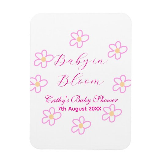 ベビーの開花ピンクの花の赤ちゃんシャワーシンプルエレガ マグネット (縦)