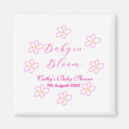 ベビーの開花ピンクの花の赤ちゃんシャワーシンプルエレガ マグネット