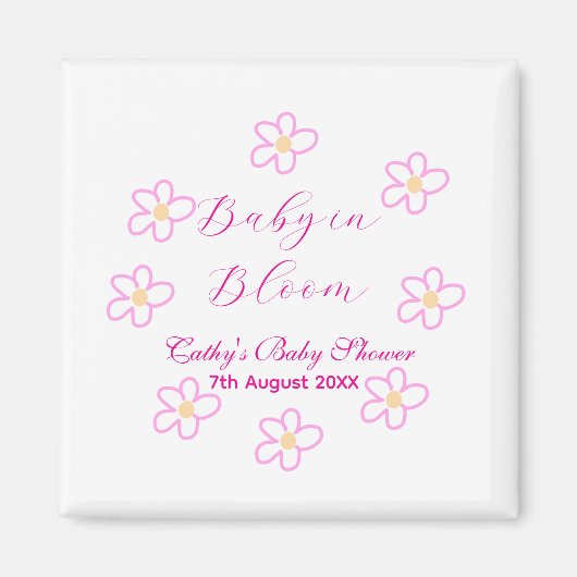 ベビーの開花ピンクの花の赤ちゃんシャワーシンプルエレガ マグネット (正面)