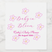 ベビーの開花ピンクの花の赤ちゃんシャワーシンプルエレガ ワインラベル (シングルラベル)