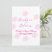 ベビーの開花ピンクの花の赤ちゃんシャワーシンプルエレガ 招待状 (スタンド正面)