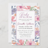 ベビーの開花ピンクフローラ水の色ベビーシャワー 招待状 (正面)