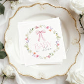 ベビーの開花ピンクボウワイルドフラワーベイビーシャワー スタンダードカクテルナプキン