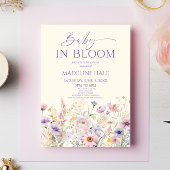 ベビーの開花ピンク紫色の野生の花の赤ちゃんシャワー 招待状