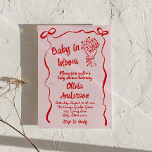 ベビーの開花ピンク赤い花描花束シャワー