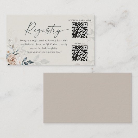 ベビーの開花フランスのフローラバラレジストリカード エンクロージャーカード (正面/裏面)