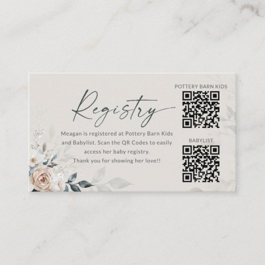 ベビーの開花フランスのフローラバラレジストリカード エンクロージャーカード (正面)