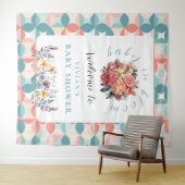 ベビーの開花フローラタイル赤ちゃんシャワー歓迎 タペストリー (インサイチュ(横))