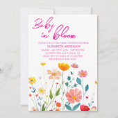 ベビーの開花フローラベビーシャワー – エレガント花 招待状 (正面)