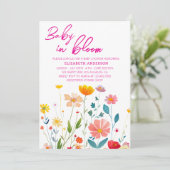 ベビーの開花フローラベビーシャワー – エレガント花 招待状 (スタンド正面)