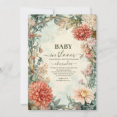 ベビーの開花フローラワイルドフラワーベビーシャワー 招待状 (正面)