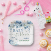 ベビーの開花フローラ赤ちゃんシャワーほこりっぽい青 ペーパープレート (パーティー)