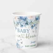 ベビーの開花フローラ赤ちゃんシャワーほこりっぽい青 紙コップ (裏面)