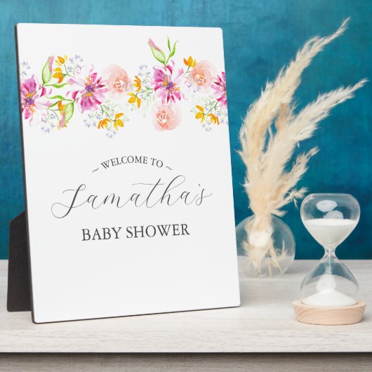 ベビーの開花フローラ赤ちゃんシャワーサイン フォトプラーク (側面)