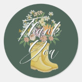 ベビーの開花フローラ黄色の雨のブートありがとう ラウンドシール (正面)