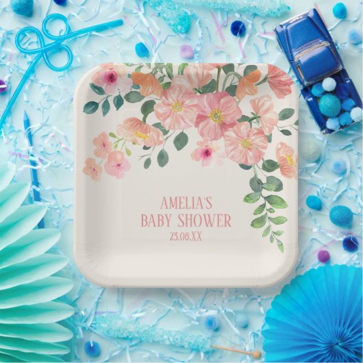 ベビーの開花フローラbohoシックな女の子の赤ちゃんシャワー ペーパープレート (パーティー)