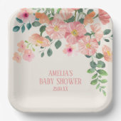 ベビーの開花フローラbohoシックな女の子の赤ちゃんシャワー ペーパープレート (正面)