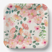ベビーの開花フローラbohoシックな女の子の赤ちゃんシャワー ペーパープレート (正面)