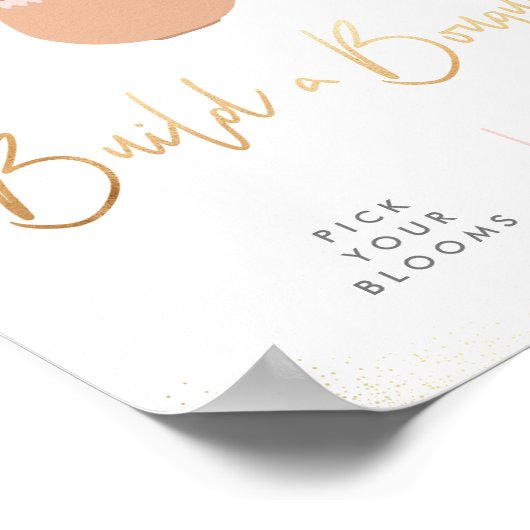 ベビーの開花ブーケの赤ちゃんシャワーのサインを構築 ポスター (角)