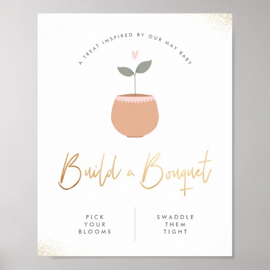 ベビーの開花ブーケの赤ちゃんシャワーのサインを構築 ポスター (正面)