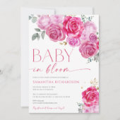 ベビーの開花ホットピンク明るい赤紫色明るいフローラ女の子 招待状 (正面)