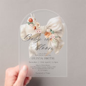 ベビーの開花ホワイトボウフローラモダンベビーシャワー アクリル招待状 (インサイチュ (ポータブル))